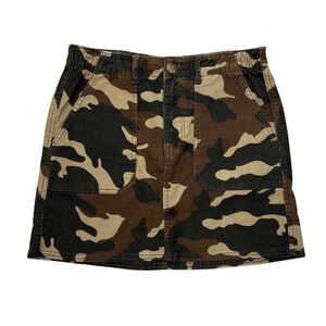 American Eagle Skirt Women's Size 2 Super Stretch Retro Camo Corduroy Mini Skirt